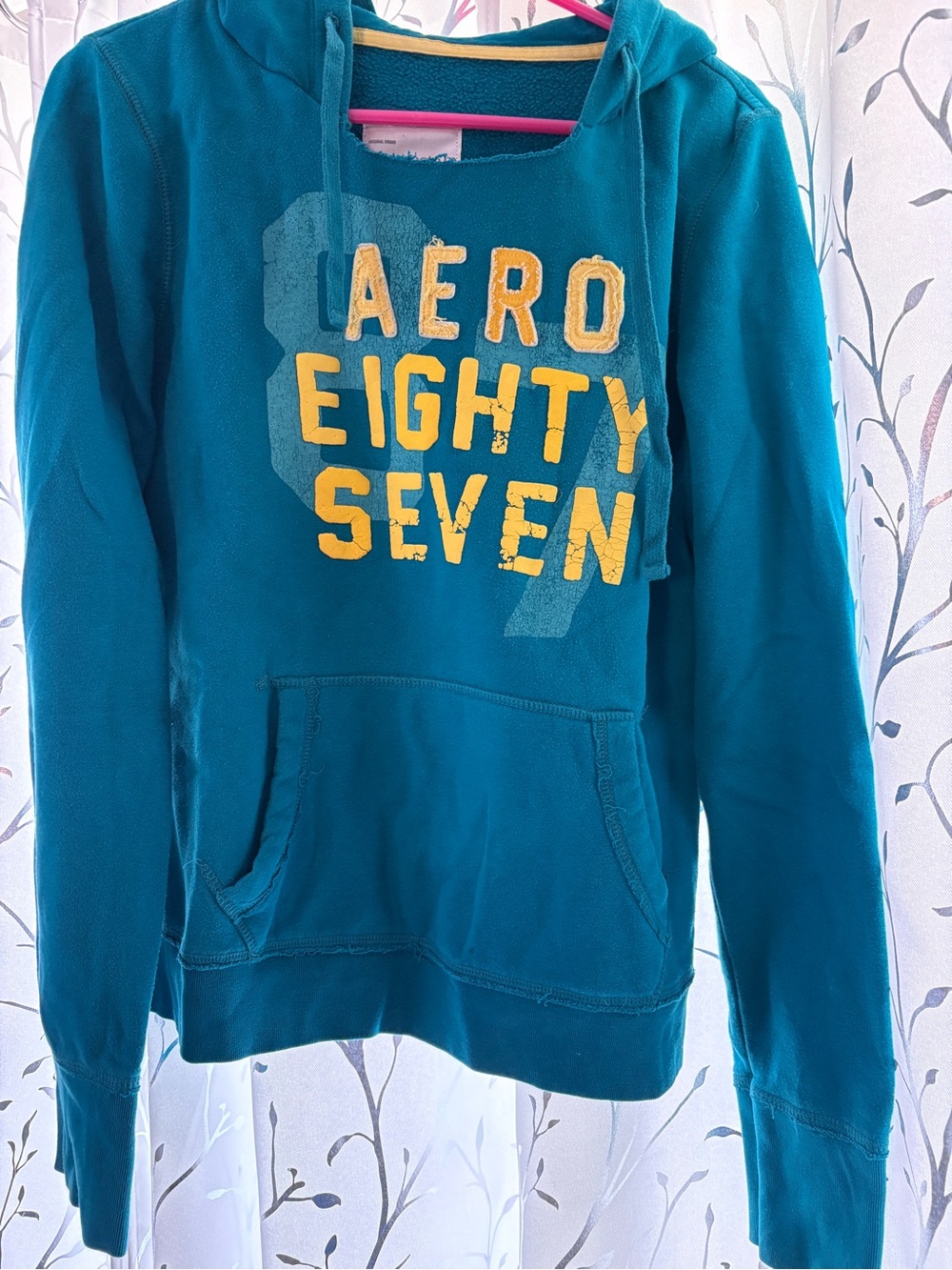 Aeropostale Teal Hoodie with Yellow Logo